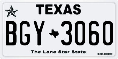 TX license plate BGY3060