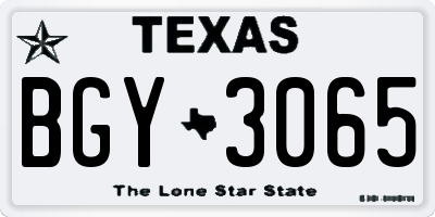 TX license plate BGY3065