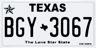 TX license plate BGY3067