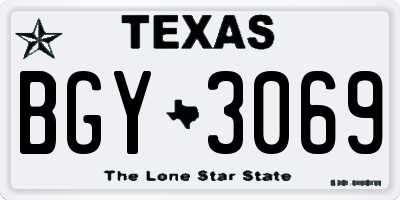 TX license plate BGY3069