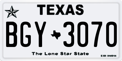 TX license plate BGY3070