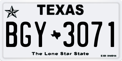 TX license plate BGY3071