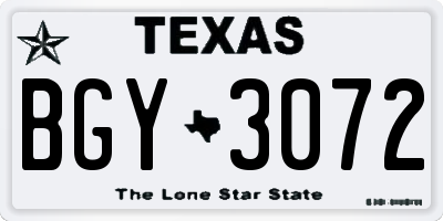 TX license plate BGY3072
