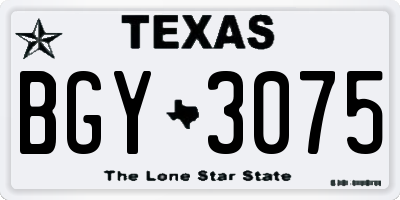 TX license plate BGY3075