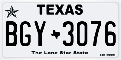 TX license plate BGY3076