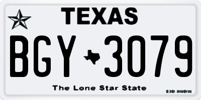 TX license plate BGY3079