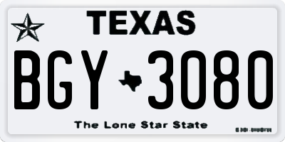 TX license plate BGY3080