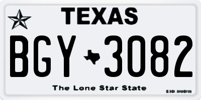 TX license plate BGY3082