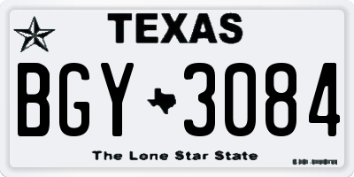 TX license plate BGY3084