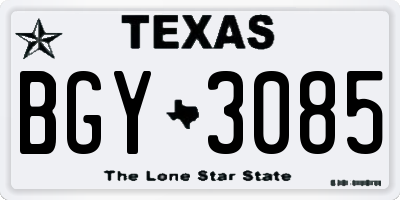 TX license plate BGY3085