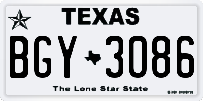 TX license plate BGY3086