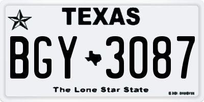 TX license plate BGY3087
