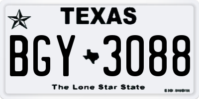 TX license plate BGY3088