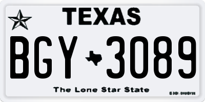 TX license plate BGY3089