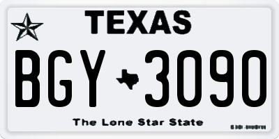 TX license plate BGY3090