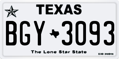 TX license plate BGY3093