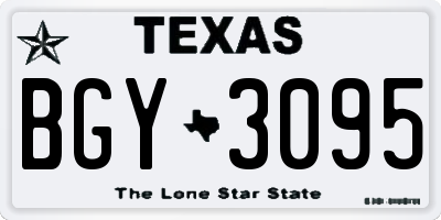 TX license plate BGY3095
