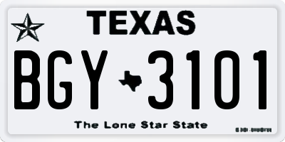TX license plate BGY3101