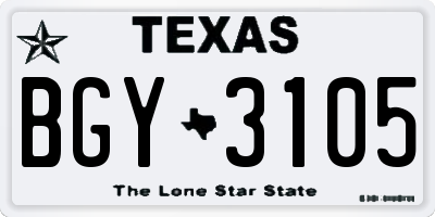 TX license plate BGY3105
