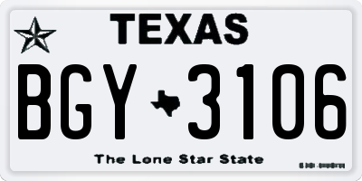 TX license plate BGY3106