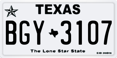 TX license plate BGY3107