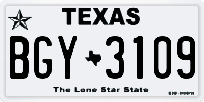 TX license plate BGY3109