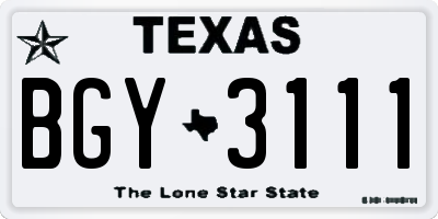 TX license plate BGY3111