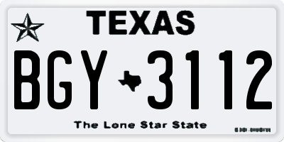 TX license plate BGY3112