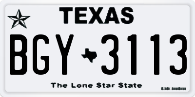 TX license plate BGY3113