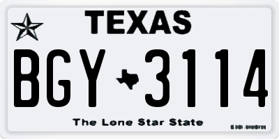 TX license plate BGY3114
