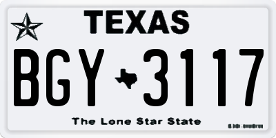 TX license plate BGY3117