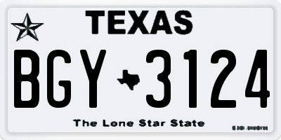 TX license plate BGY3124