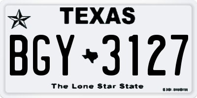 TX license plate BGY3127