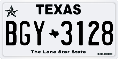 TX license plate BGY3128
