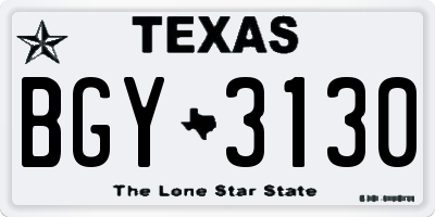 TX license plate BGY3130
