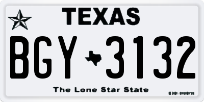 TX license plate BGY3132