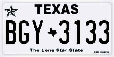 TX license plate BGY3133