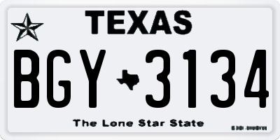 TX license plate BGY3134