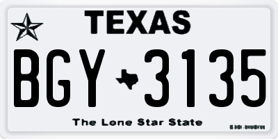 TX license plate BGY3135