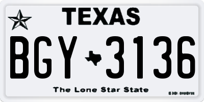 TX license plate BGY3136