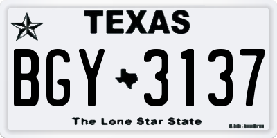 TX license plate BGY3137