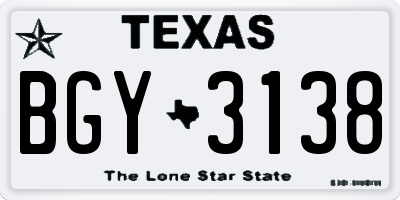 TX license plate BGY3138