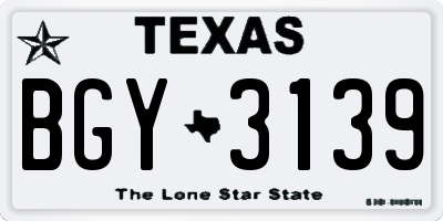 TX license plate BGY3139