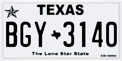 TX license plate BGY3140