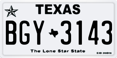 TX license plate BGY3143