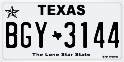 TX license plate BGY3144