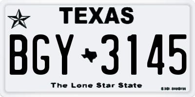 TX license plate BGY3145