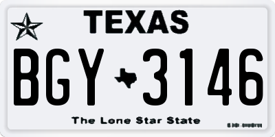 TX license plate BGY3146