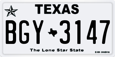 TX license plate BGY3147