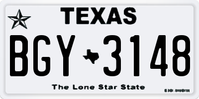 TX license plate BGY3148